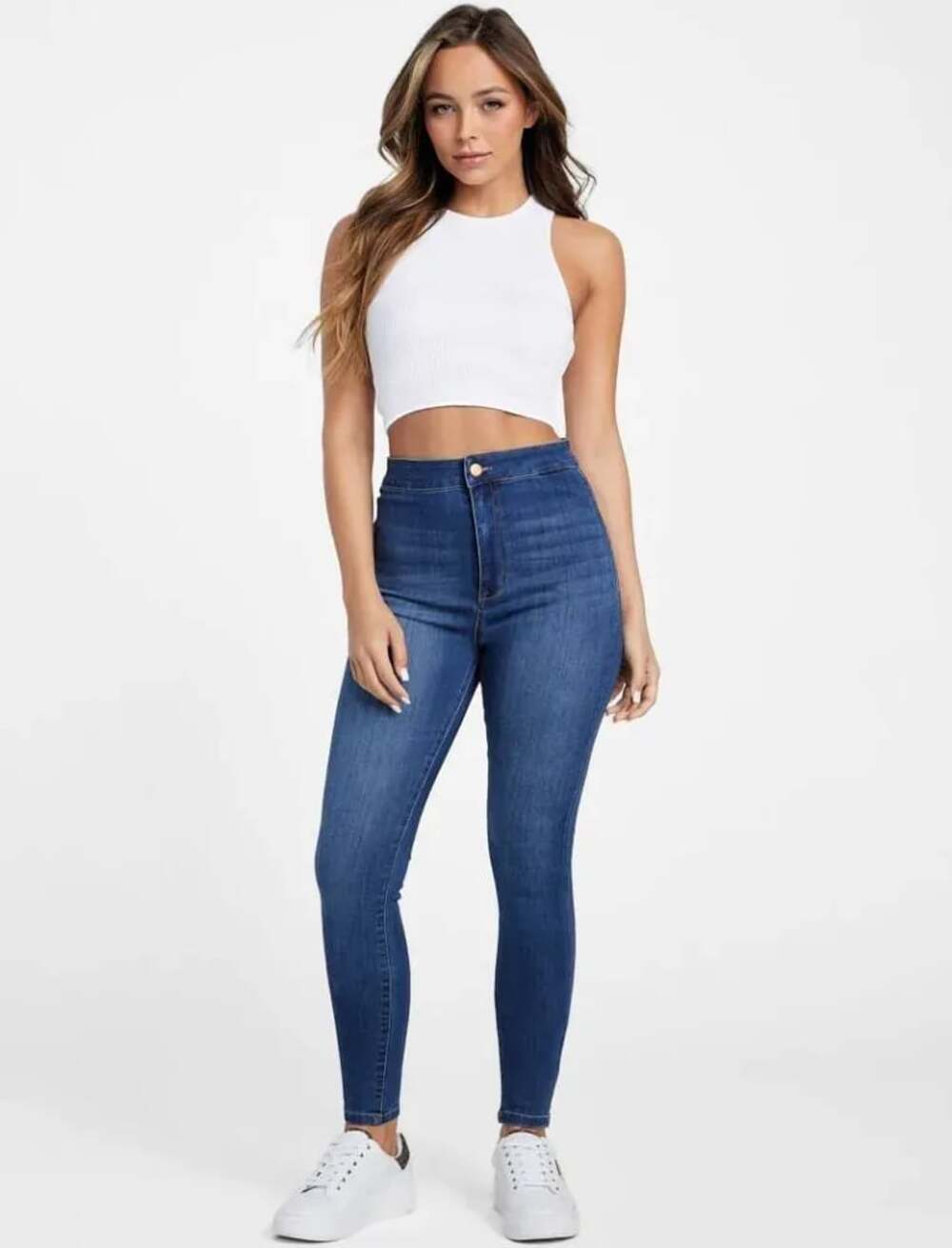 GUESS High-Waisted Skinny Stretch Jeggings in Medium Wash